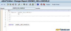ABAP Hello World Program - Code Editor abap hello world 5 300x132 Developing the First ABAP Program