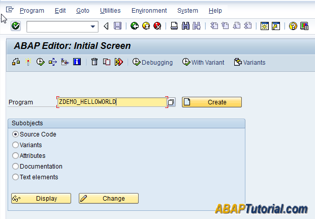 ABAP Hello World Program